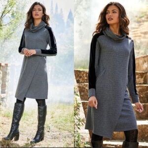 Soft Surroundings Gray and Black Midi Dress